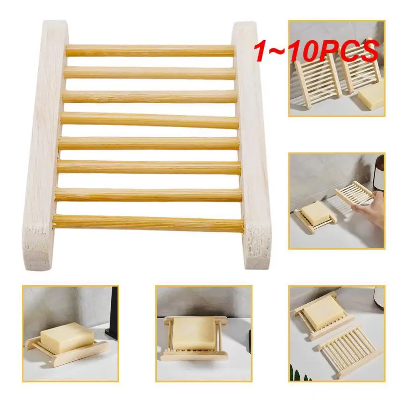 1~10PCS Ročno izdelane lesene milo box okvir ustvarjalne sklenjena, kopalnico, wc milo naravnega bambusa spusti