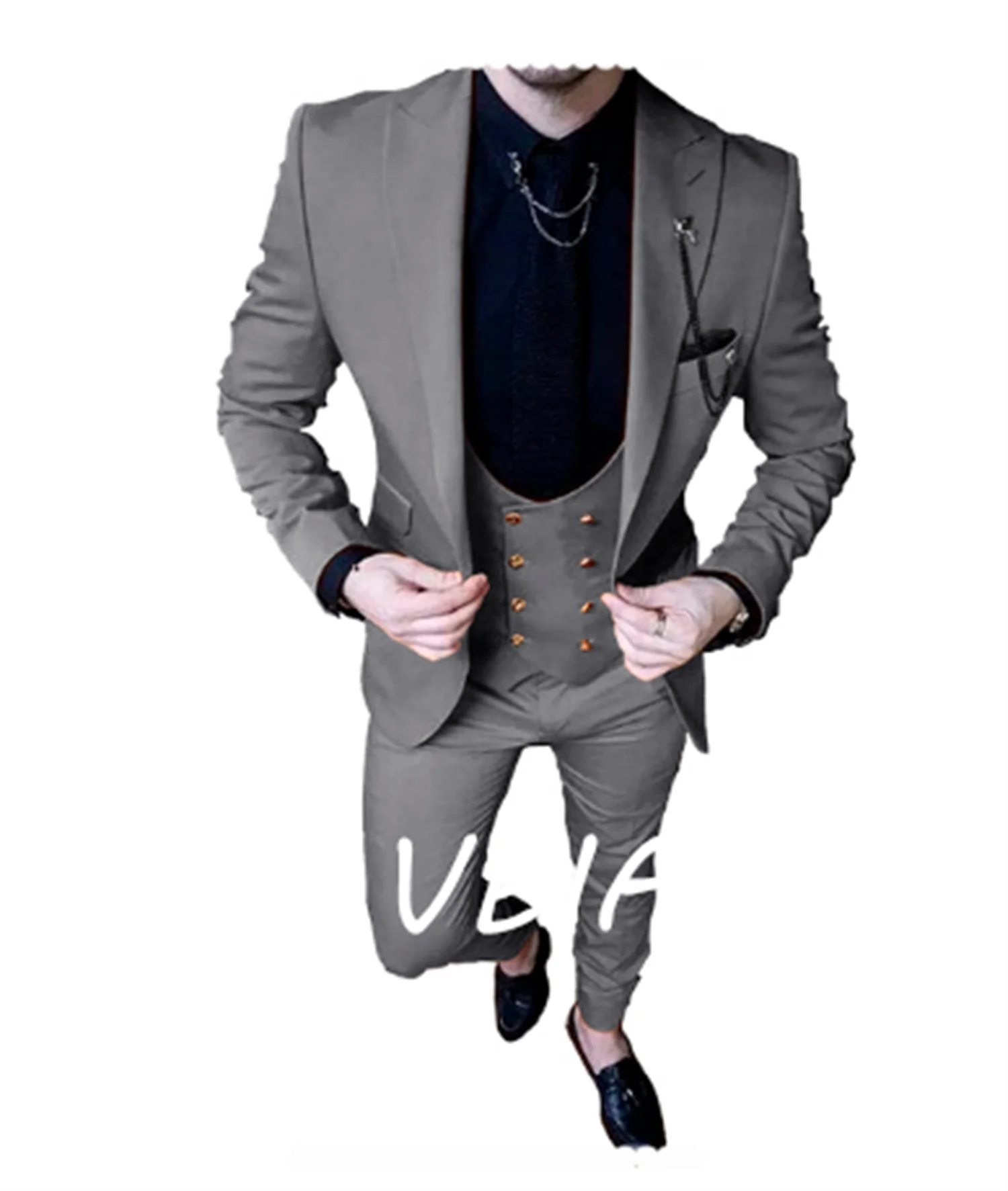Obleka Za Moške, Poročni Slim Fit 3 Kos Priložnostne Maturantski Tuxedos Ženina Dvojno Zapenjanje Poslovnih Moških Obleko(Blazer+Telovnik+Hlače)