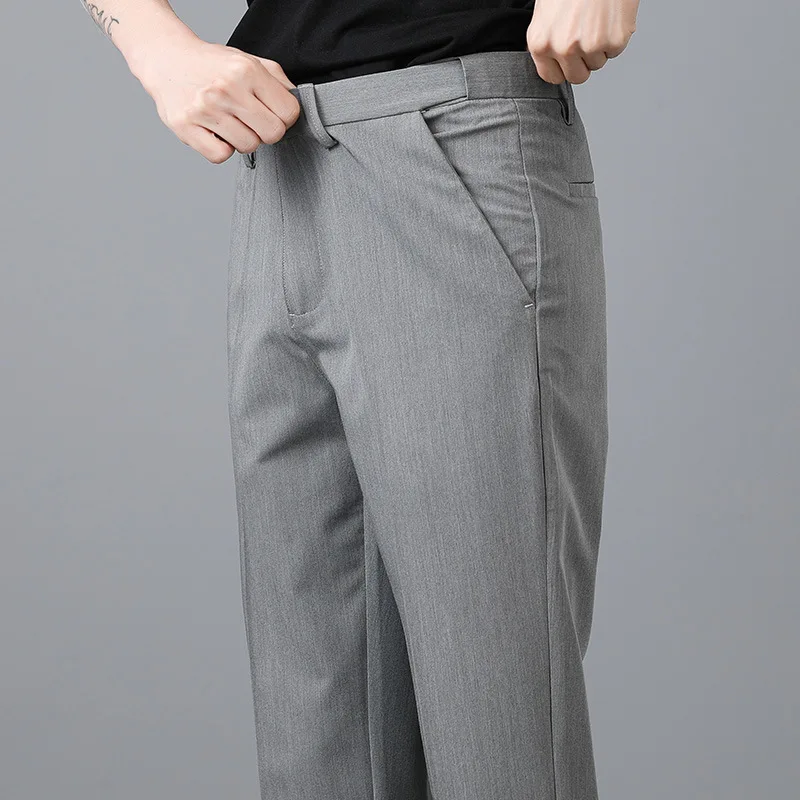 Gleženj Dolžina Obleko Hlače Moški Elastičnega Pasu Formalnih Poslovnih Moda Koreja Obleko Hlače Hlače Za Moške Pomlad Tanke Straight Fit