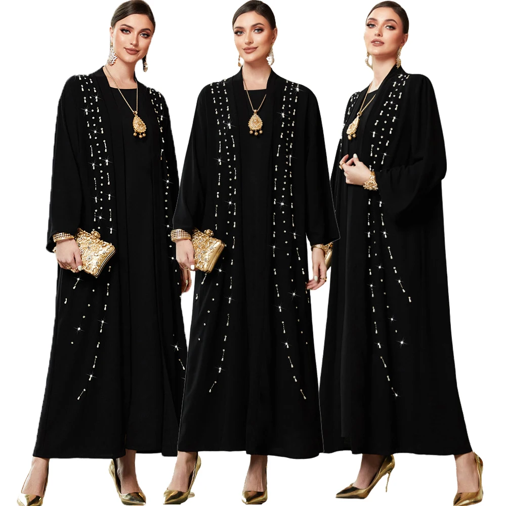 Abayas Za Ženske Muslimanskih Obleke Beading Dolg Rokav Turčija Skromno Haljo Priložnostne Dubaj Tam Kaftan Maroški Caftan Ženska Kimono Ramadana