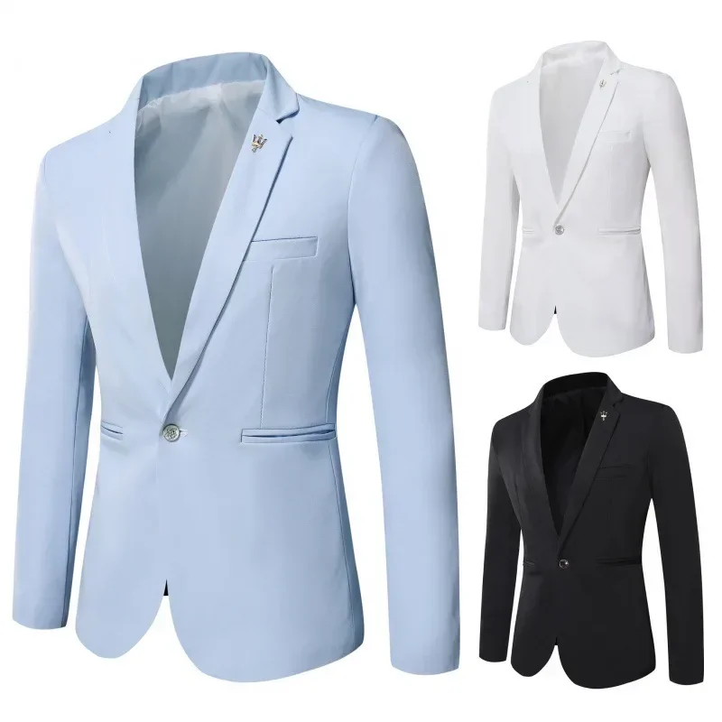 2023 Novih Moških Barva En Gumb Priložnostne Obleko korejska Različica Slim Fit Eno Obleko, Plašč, Moški Vrh