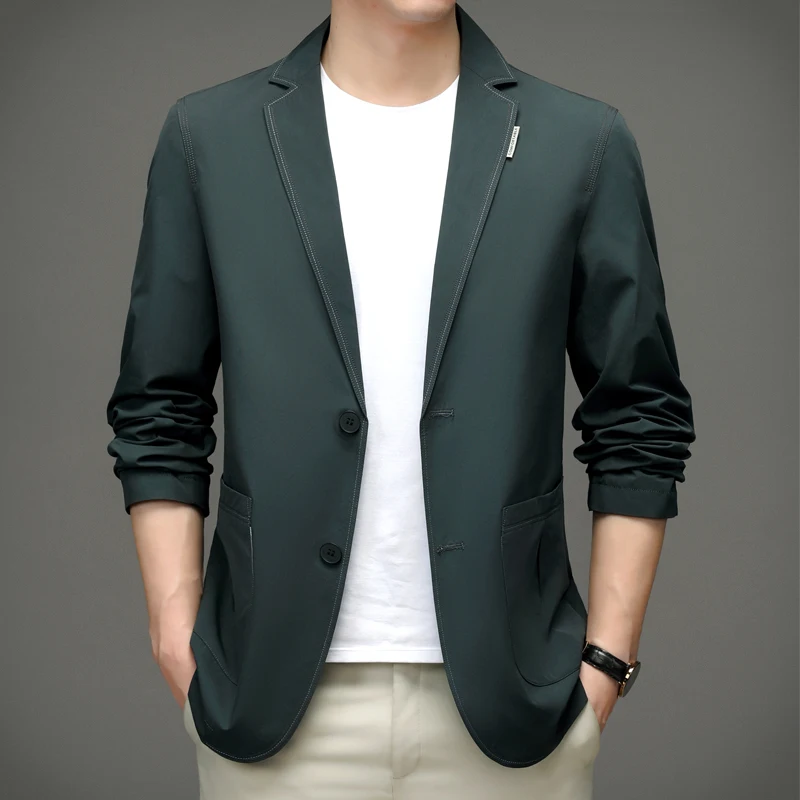 2023 Novih Moških Business Casual Klasičnih Kaki Blazerji Moda korejski Slim Fit beloprsi Singl bo Ustrezala Jakne, blagovne Znamke Moških Oblačil