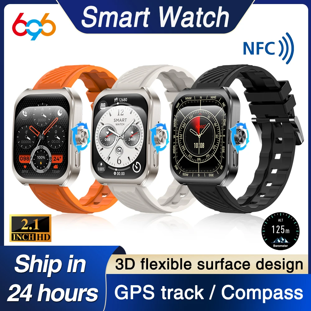 Na prostem Pametne ročne Ure Moške Gesto Nadzor Modri Zob Klic Smartwatch Športna Fitnes Kompas Srčni utrip Nepremočljiva Sledenje GPS NFC