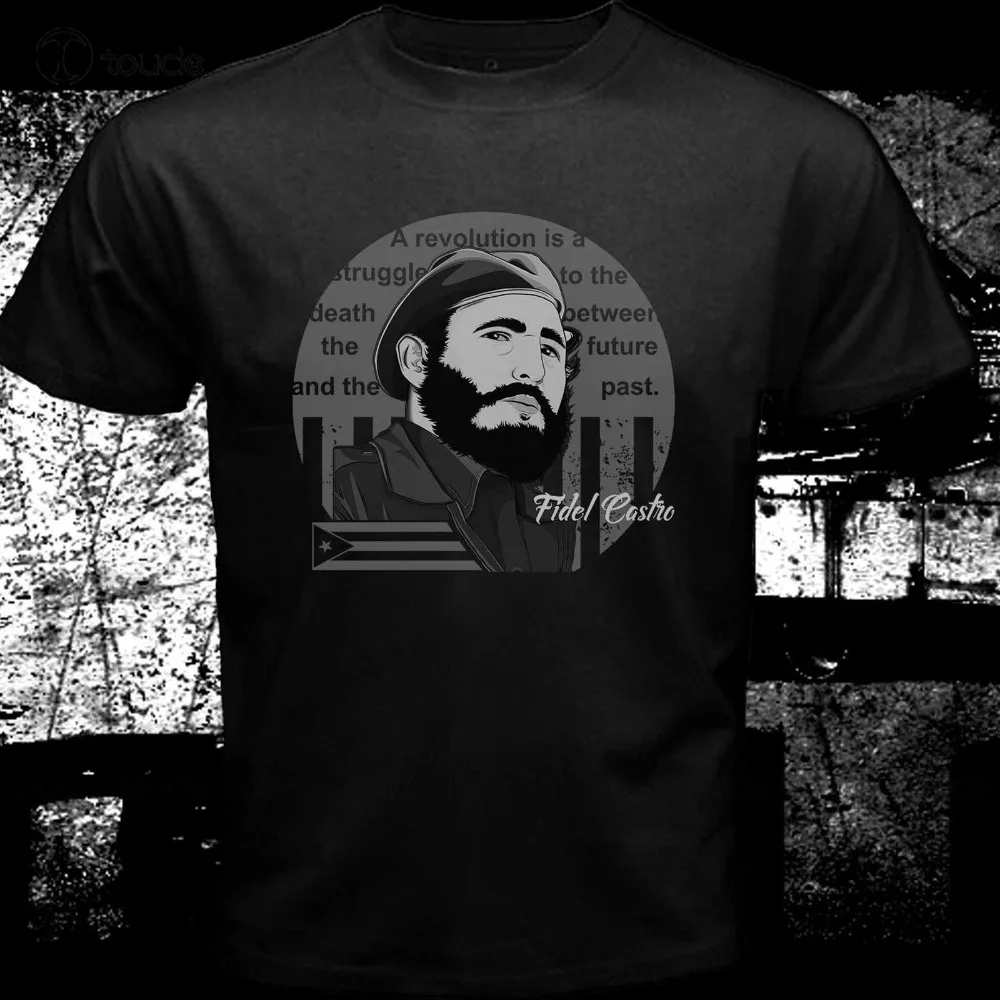 Che Klasični Portret Fidela El Caballo Castro: Kuba Črna Moških Vrhovi Tees Poletje Nov Slog Moške, Visoke Kakovosti Majica S Kratkimi Rokavi