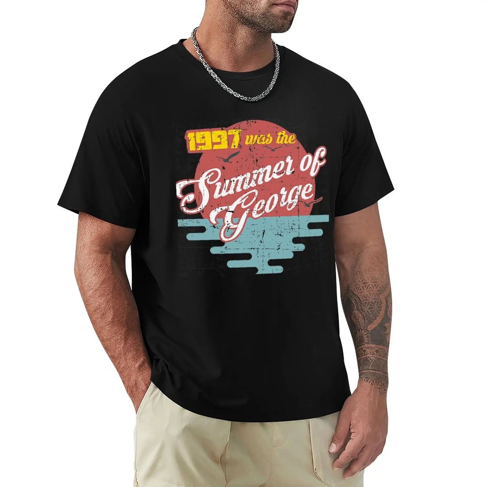 Poletje George stiski T-Shirt smešno t shirt korejski modi mens grafični paket moda za Moške majice bombaž vrh tees
