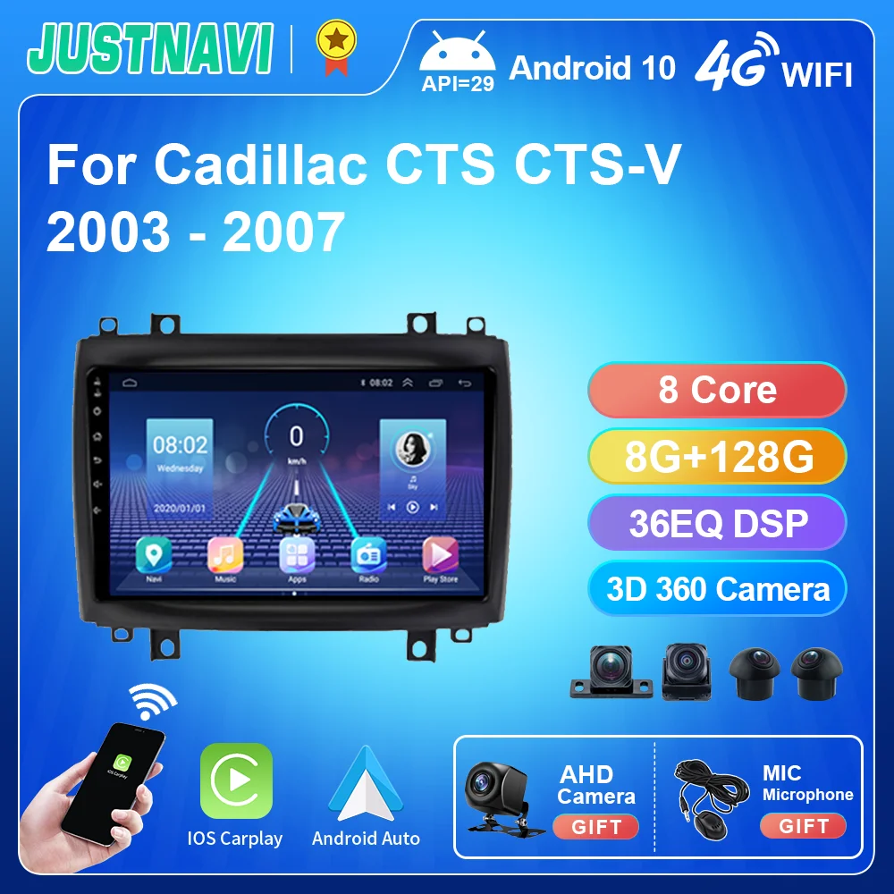 JUSTNAVI Android 10.0 avtoradia Za Cadillac CTS CTS-V Letih 2003 - 2007 Auto Avto Predvajate Video Predvajalnik, GPS Navigacija 2Din DVD