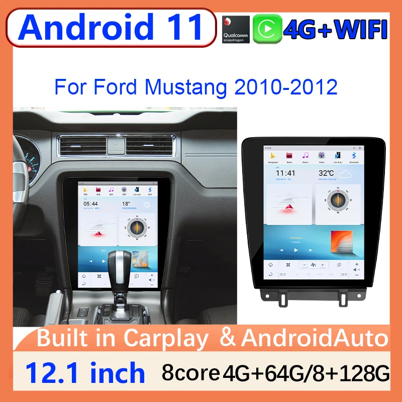 Qualcomm Android 11 Navpično Zaslon Tesla Car Multimedijski Predvajalnik Za Ford Mustang 2010-2012 GPS Radio Audio Stereo Vodja Enote za DSP