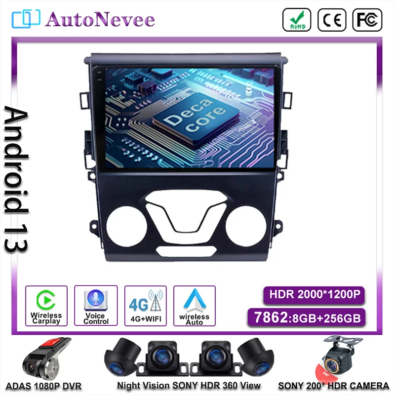 Za Ford Fusion Mondeo 5 2014 - 2019 Radio Stereo Android 12 Večpredstavnostna DVD NE 2DIN Carplay Avto Player, GPS, Vodja Enote za Navigacijo