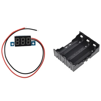 1 Kos Mini Digitalni Voltmeter LED Napetost prikazovalniku Merilnika & 1 Kos Baterije DIY Imetnik S 6 Zatiči