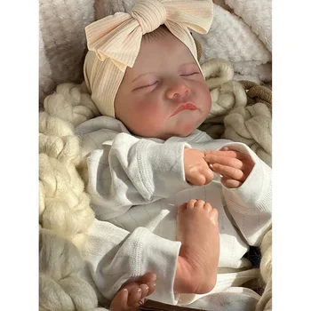 19 palca Prerojeni Baby Doll Zaspal Levi Newborn Baby 3D Naslikal Kože z Vidnimi Žilami Resnično Videti Lutke Otroka Muñeca Bebe, ki so Prerojeni