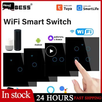 1PCS WiFi Smart Light Touch Stikalo Smart Življenje Steklena Plošča EU Stensko Stikalo 2way Ni Nevtralna Žice Pametni Dom Alexa Doma