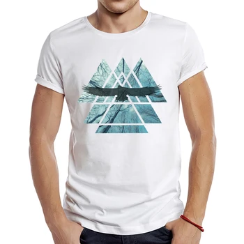 2022 Moške Novo Sveto Geometrijo Trikotnika Modela Kratek Rokav T-Shirt Hladen Gozd Orel Natisnjeni Vrhovi Hipster Tee Majice