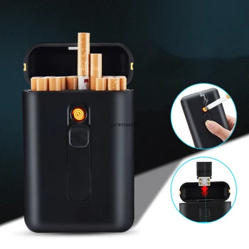 2023 Novih 20 Pack Pokrovček Cigaret Polje Ustvarjalne Polnjenje USB Volfram Žice Windproof Lažji Holiday Gift Kajenje Dodatki