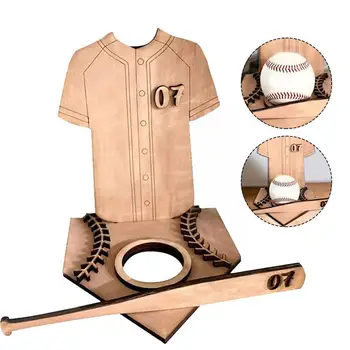 2023 Novo Preprost In Osebno Lesene Baseball Logotip Sleeved Namizno Stojalo za Shranjevanje Kratek Prikaz Zaprtih O6R4