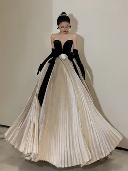 2023 Retro Lepe Hepburn Večerno Obleko Z Lokom Naguban Proti-vrat Princesa Obleke Žogo Tla-dolžina Plus Velikost Vestido De Noiva