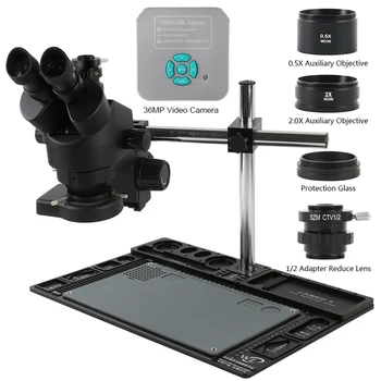 3.5-90X Stalno Povečavo Simul Osrednja Trinocular Stereo Mikroskop 48MP 4K Camera adapter Telefon Motherboard Spajkanje Orodje za Popravilo