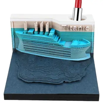 3D Note Pad Umetnosti Ladje Oblikovan Opomba Listka Z LED-Lučka na Baterijski Pogon Holiday Gift Desk Ornament Realno Za Šole Študija