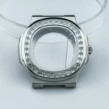 42mm modi iz nerjavečega jekla watch luksuzni avtomatsko mehansko uro poslovnih polno diamond primeru primerna za NH35 gibanja