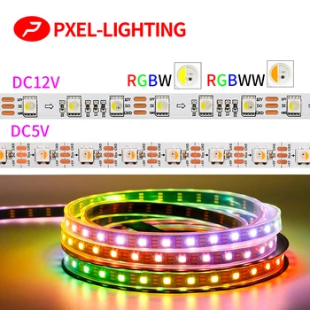 5V 12V naslovljive RGBW RGBWW 4 barve v 1 LED Trak SK6812 IC 60pixles/m SMD 5050 RGB in Bela Lučka Trak prilagodljive Luči bar
