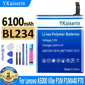 6100mAh YKaiserin Baterije BL234 Za Lenovo A5000 Vibe P1M P1MA40 P70 P70t P70-T P70A P70-A Bateria