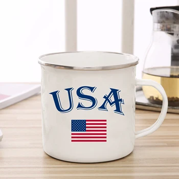 Ameriško zastavo emajl pokal skodelico kave zda nekaj vrč osebnost kampiranje tabornem ognju pivo čaj pokal original zajtrk pokal