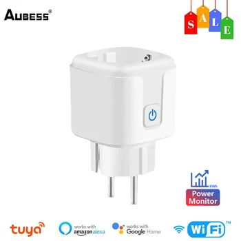Aubess Tuya WiFi Smart Plug EU 16/20A Vtičnico in Vtičnico z Močjo Spremljanje Pametni Dom Daljinski upravljalnik deluje z Alexa googlova Domača stran