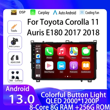 Avto Raido Android 13 GPS Navigacija Multimedia Player Za Toyota Corolla 11 Auris E180 2017 2018 QLED WIFI 4G Hladilni Ventilator Auto