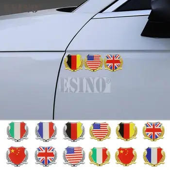 Avto Styling Wheatear Nacionalno Zastavo Kovinski Cinkove Zlitine s Kristalno Epoksi 3D Lepilni Emblem Značko Nalepke, Nalepke za dodatno Opremo