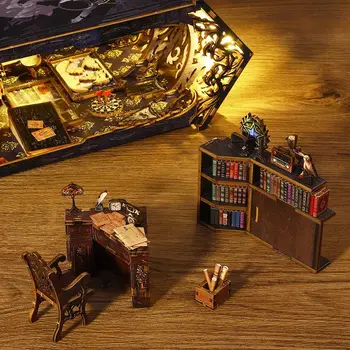 Bookend Ročno izdelane Lesene Kabine Tri-dimenzionalni Sestavljeni Model Okraski,Pisarniški Pribor,Knjiga, dodatna Oprema