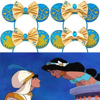 Disney Princesa Jasmina Hairband Baby Aladdin Ušesa, Glavo Ženske Duh Iz Svetilke Pokrivala Dekleta Lok Trakovi Za Lase Otrok Stranka Darilo