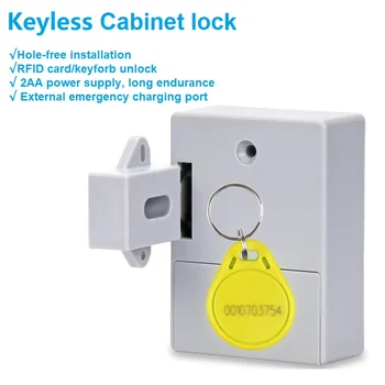 Inteligentne Elektronske Ključavnice Nevidno Senzor Kabinet Smart Lock Zaklepanje Vrat, RFID Kartico Odklenete Predal Omare, Pohištvo Ključavnice