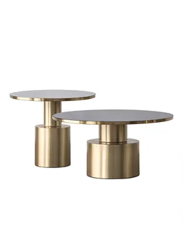 Kava strani mizico, lahka, luksuzni, moderni dnevni sobi, krožno kovinsko mizico kombinacija, višina in višina