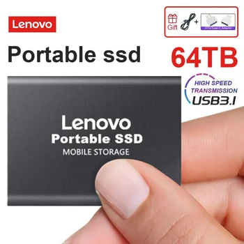 Lenovo Prenosni SSD Trdi Disk Zunanji ssd Trdi Disk 64TB 16TB 8TB 4TB 2TB 1TB Mobilno Napravo za Shranjevanje Za Ps4 Ps5 Prenosnik