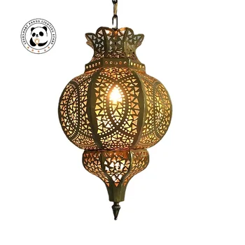 Maroški Lučka Letnik Votlih Carving Obesek Svetlobe LED E27 Dekorativne Umetnosti Vzmetenje Svetilka Doma Dekor Mansarda Restavracija Hotel