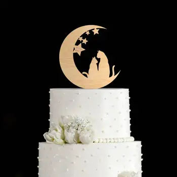 Mačka poročna torta pokrivalo,mačka torto pokrivalo,Luna poročna torta pokrivalo,poročna torta pokrivalo,torto toppers za poroko,Luna torto pokrivalo