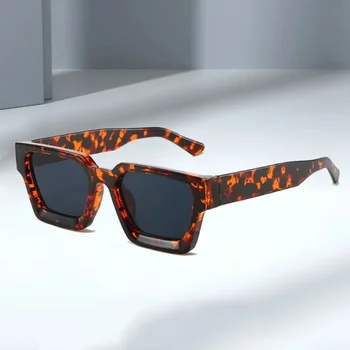 Moda Kvadratnih Ženske Luksuzni Retro sončna Očala blagovne Znamke Oblikovalec Moški Trendi Leopard Letnik Prevelik sončna Očala Odtenki UV400