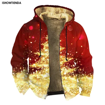 Moške Zimske Jakne Božič pulover s kapuco Za Moške Priložnostne Plašč Moški Vintage Oblačila z Dolgimi Rokavi Prevelik Runo Jopiči Zadrgo