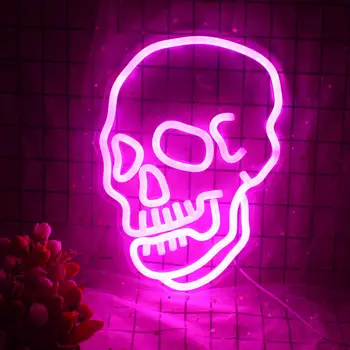 Neon znak skull, USB napajanje stikalo luči prijavite neon znak dekoracijo sten spalnice Halloween rojstni dan dobave