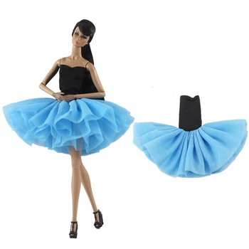NK 1 Komplet 30 CM Princesa Plemenito Kratko Krilo Modro Balet Obleko Ročno izdelan Modni Obleko Za Barbie Lutka Pribor Dekle Darilo Igrača