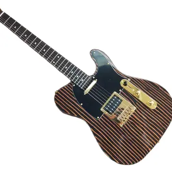 Nove prilagoditve, zebra prugasta TL električna kitara, rose lesa fingerboard, zlat pribor, SH mikrofon, prilagodljiv na reque