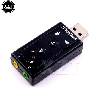 Novo Virtualno 7.1 Kanalni Zvok Kartico Zunanji USB 2.0 Audio Zvočnik Mic Adapter za Mikrofon, Stereo 3.5 mm Jack za Slušalke Zvočne Kartice
