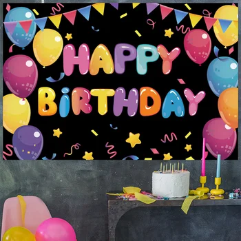 Pisanimi Baloni Happy Birthday Ozadju Krpo Vrata, Zavesa 1. Rojstni dan Dekoracijo Otroci Otrok Eno Leto Fotografija Ozadje