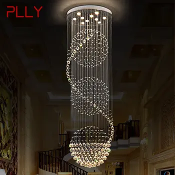 PLLY Sodobne Obesek Crystal Light LED Ustvarjalne Luksuzni Lestenec Svetilka za Domačo dnevno Sobo Vila Dupleks Stopnišče Dekor