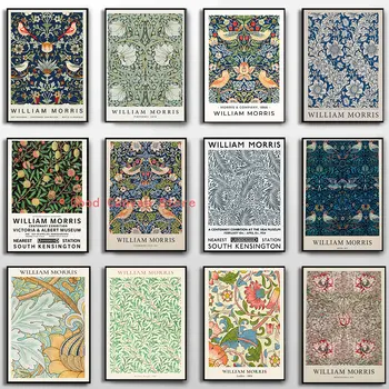 Povzetek William Morris Cvetnih Listov Ptica Platno Slikarstvo Nordijska Plakatov in Fotografij Wall Art Slike Za Dnevni Sobi Doma Dekor