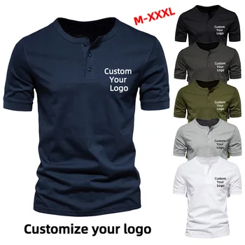 Prilagodite svoj logotip Moški T-shirt Posadke vratu Modno Oblikovanje Slim Fit Soild T-majice Moški Vrhovi Tees Kratek Rokav T Shirt Za Moške