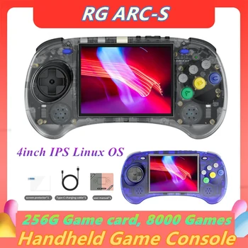 RG ARC-S Prenosne igralne Konzole 256G 4 inch IPS Linux OS Šest Gumb Design Retro Video Predvajalniki Podporo Žično Ročaj