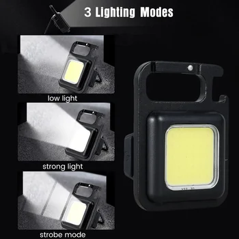Svetilka COB Mini prinaša dobička Keychain Lučka 3 Načini 800Lumens Baklo na Prostem Nepremočljiva Sili Kampiranje, Ribolov Delo Luči