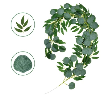 Umetne Rastline Zelena Nesmrtni Willow Listov Evkaliptusa Rattan Poroko Steni Visi Poroko Restavracija Dekoracijo Doma Dekor