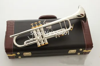 Vroče Novih Izdelkov LT197S-99 Trobento B Ravno Silver Plated Priljubljena Glasba Z instrumenti Primeru Brezplačna Dostava