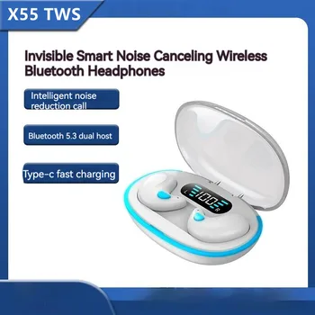 X55 Mini Slušalke Brezžične Slušalke Slušalke za Zmanjšanje Hrupa, Športne Igre Spanja Bluetooth 5.0 Čepkov HIFI Stereo Glasbe, Slušalke